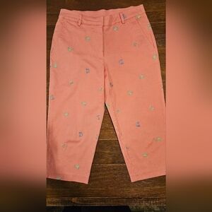CLASSIC ELEMENTS PETITES CORAL CAPRIS EMBROIDERED BUTTERFLIES SIZE  4P